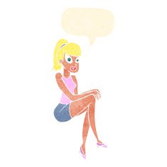 cartoon pretty woman with speech bubble N262