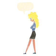 cartoon annoyed woman with speech bubble N170
