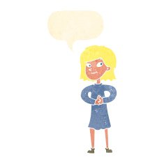 cartoon happy woman with speech bubble N238
