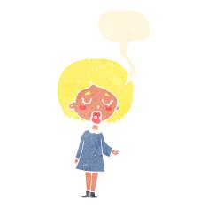 cartoon woman explaining her point with speech bubble N39
