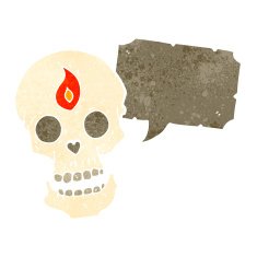 cartoon mystic skull with speech bubble N10