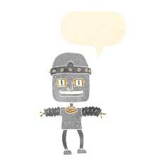 cartoon robot with speech bubble N186
