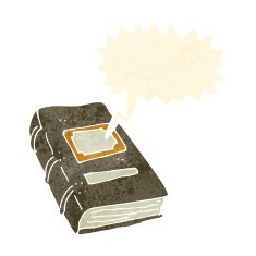 cartoon old book with speech bubble N2