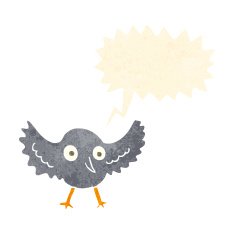 cartoon crow with speech bubble N15