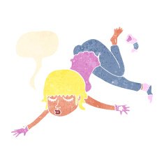 cartoon woman floating with speech bubble N10