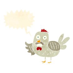 cartoon old rooster with speech bubble N10