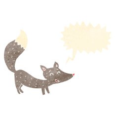 cartoon little wolf with speech bubble N26