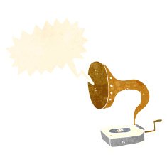 cartoon gramophone with speech bubble N2