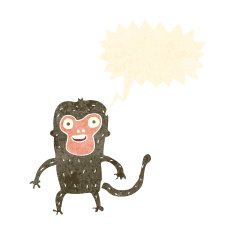cartoon monkey with speech bubble N32
