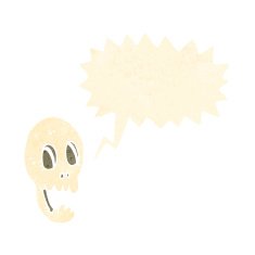 funny cartoon skull with speech bubble N19