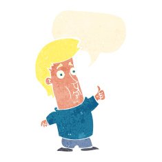 cartoon man giving thumbs up sign with speech bubble N13