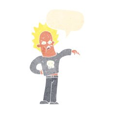 cartoon nasty boy with speech bubble N10