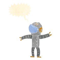 cartoon astronaut with speech bubble N120