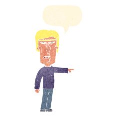 cartoon pointing man with speech bubble N79