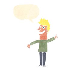 cartoon happy man with speech bubble N435