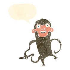 cartoon monkey with speech bubble N33