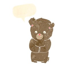 cartoon teddy bear with speech bubble N86