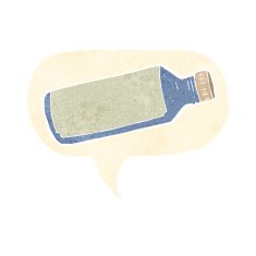 cartoon water bottle with speech bubble N4