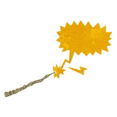 cartoon magic wand with speech bubble N2