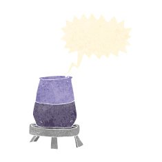 cartoon science experiment with speech bubble