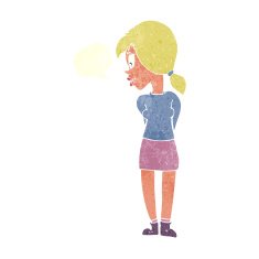 cartoon pretty girl with speech bubble N93