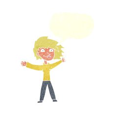cartoon excited woman waving with speech bubble N10