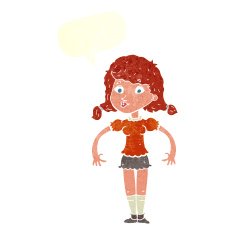cartoon pretty girl with speech bubble N94