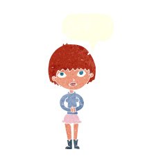 cartoon woman waiting patiently with speech bubble N10