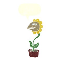 cartoon monster flower with speech bubble N10