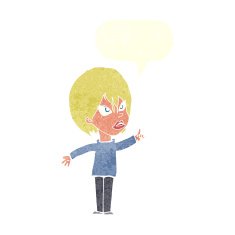 cartoon woman arguing with speech bubble N9