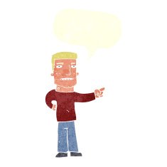 cartoon man pointing with speech bubble N188