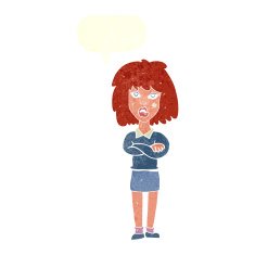 cartoon tough woman with folded arms speech bubble N10