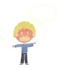 cartoon boy with mustache speech bubble N10