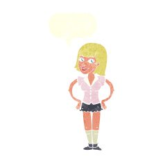 cartoon woman with hands on hips speech bubble N206