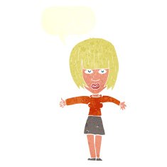 cartoon annoyed woman with speech bubble N174