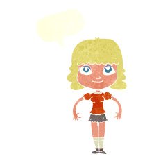 cartoon girl with speech bubble N19