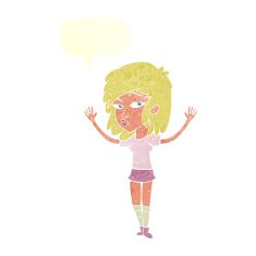 cartoon pretty girl with speech bubble N96