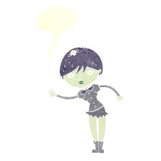 cartoon vampire girl with speech bubble N221