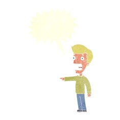 cartoon terrified man with speech bubble N210