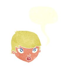 cartoon unimpressed woman with speech bubble N6
