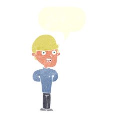 cartoon happy man with speech bubble N440