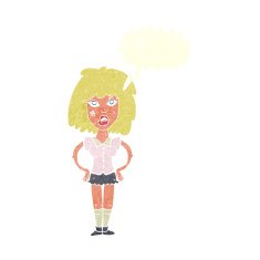 cartoon woman been in fight with speech bubble N10