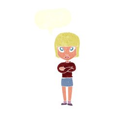 cartoon woman with crossed arms speech bubble N50