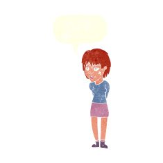 cartoon woman with plaster on face speech bubble N19