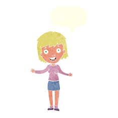 cartoon excited woman with speech bubble N124