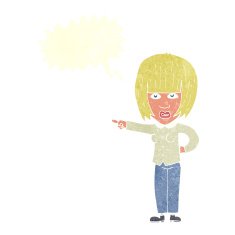 cartoon pointing annoyed woman with speech bubble N10