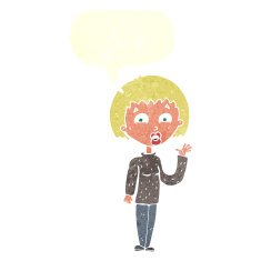 cartoon woman waving with speech bubble N322