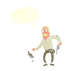 cartoon wild west cowboy with speech bubble N8