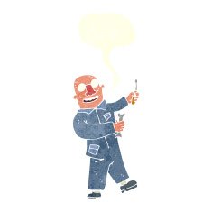 cartoon mechanic with speech bubble N9