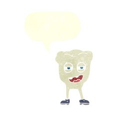 cartoon funny tooth character with speech bubble N2
